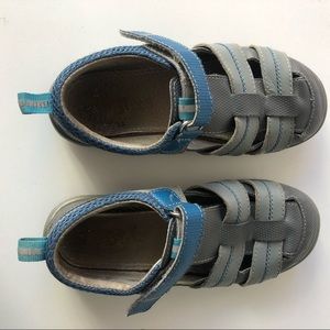 See Kai Run Leather Sandals in Blue and Gray
